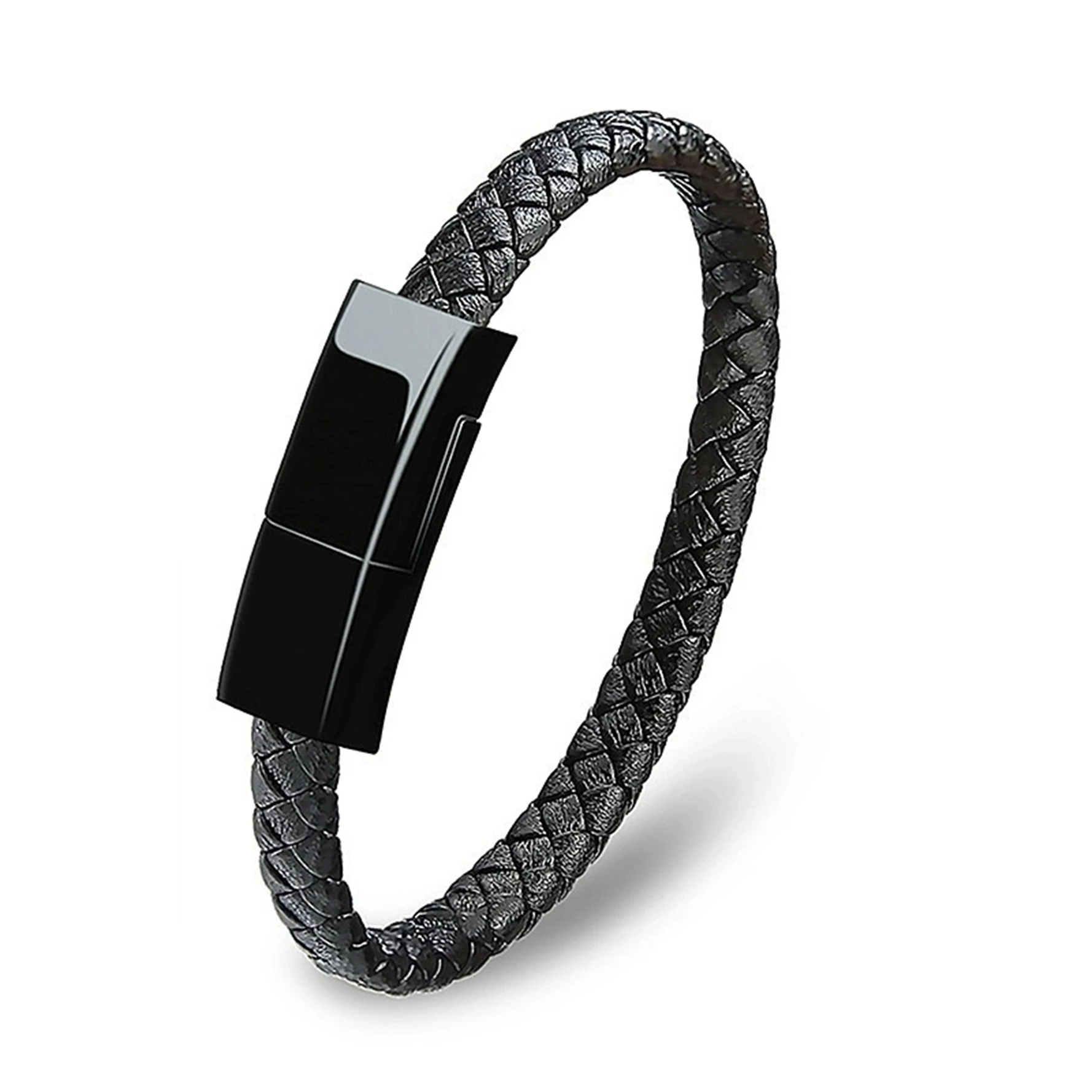 

Elegant USB charger cable leather material bracelet shape
