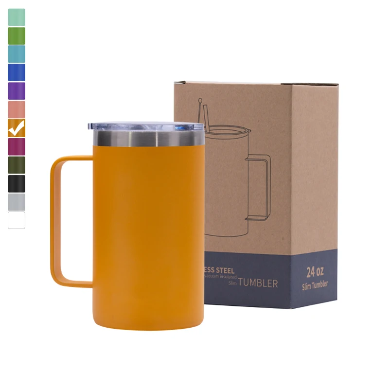 

Drink coffee stainless steel double wall insulated sublimation straight tumbler with handle, Customized color