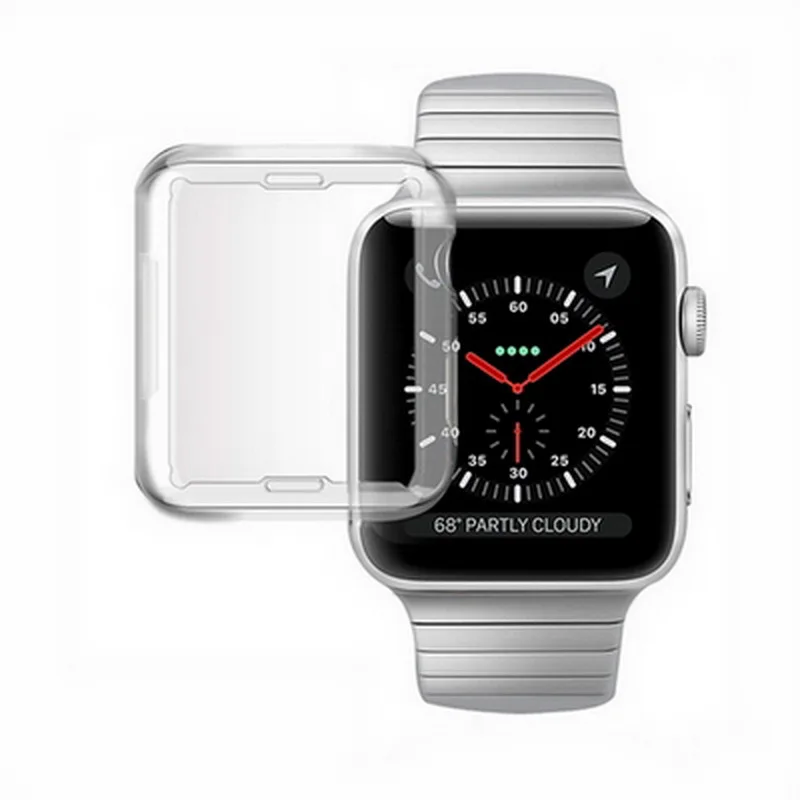 

For Waterproof Custom Empty Iwatch Casting Blank Pocket  Clear Display Wrist Parts Custom Tpu Travel Apple Watch Case, Transparent black, transparent white