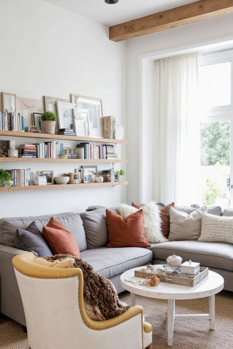 Happy family sitting together in beautifully decorated lounge