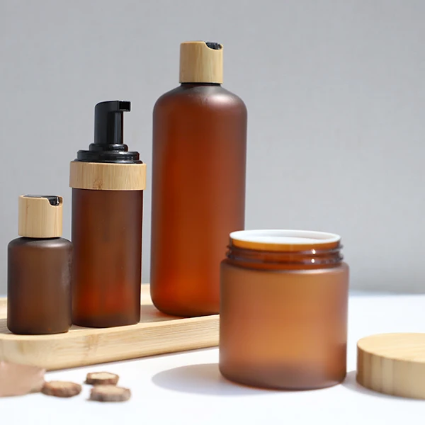 

PET Bottles and Jars in Amber Color Matte Finish for Plastic Cosmetic Packaging