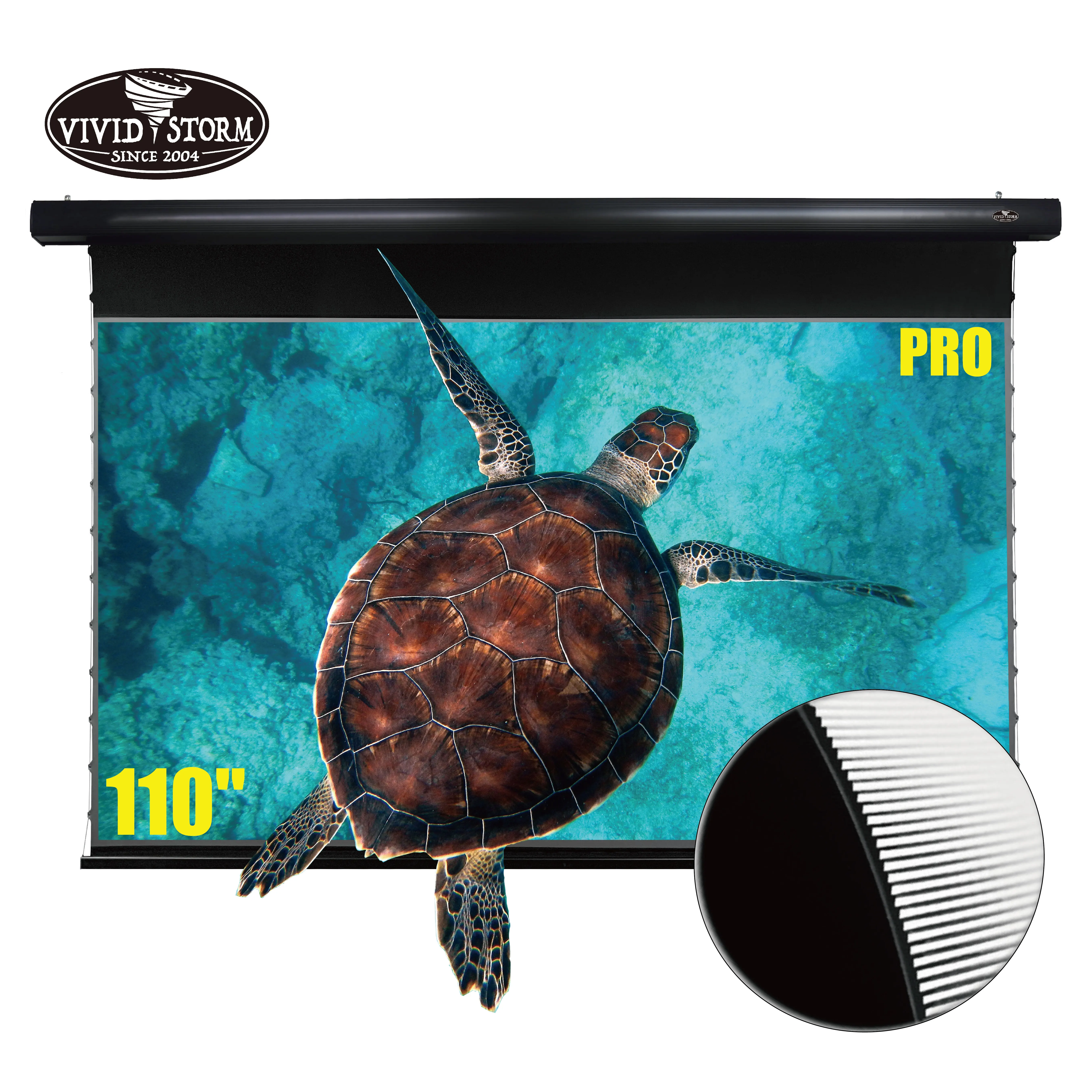 

VIVIDSTORM 110 inch PRO Slimline Tension screen with ALR CLR Fabric PET Crystal ambient light alr screen electric, Black