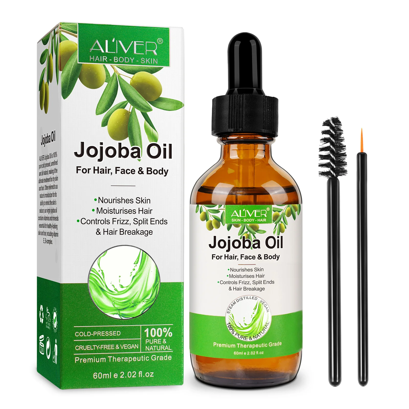 

Aliver Hair Care 100% Pure Natural Organic Nourishing Skin Body Care Massage Body Essential Serum Jojoba Essential Oil 15ml