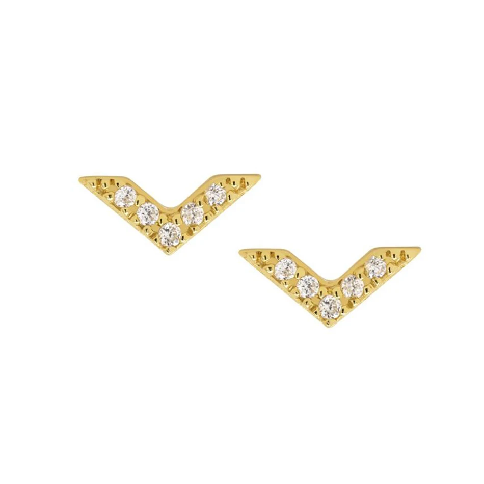 

wholesale hot sale silver jewelry 18k gold plated studs 925 sterling silver mini sparkle stud earrings