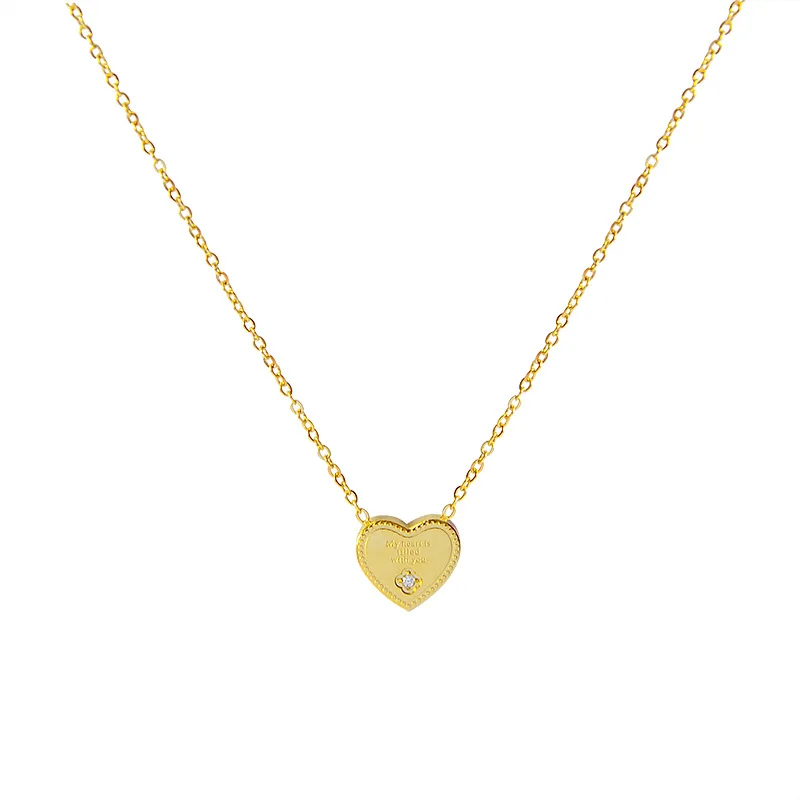 

Dr. Jewelry 18k Gold Plated 316L Stainless Steel Dainty Heart Medallion Diamond Charm Necklaces, See picture