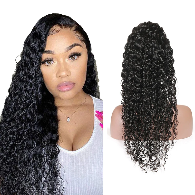 

water wave wig Glueless hd lace wig Vendor Unprocessed Brazilian pre plucked real human hair wig