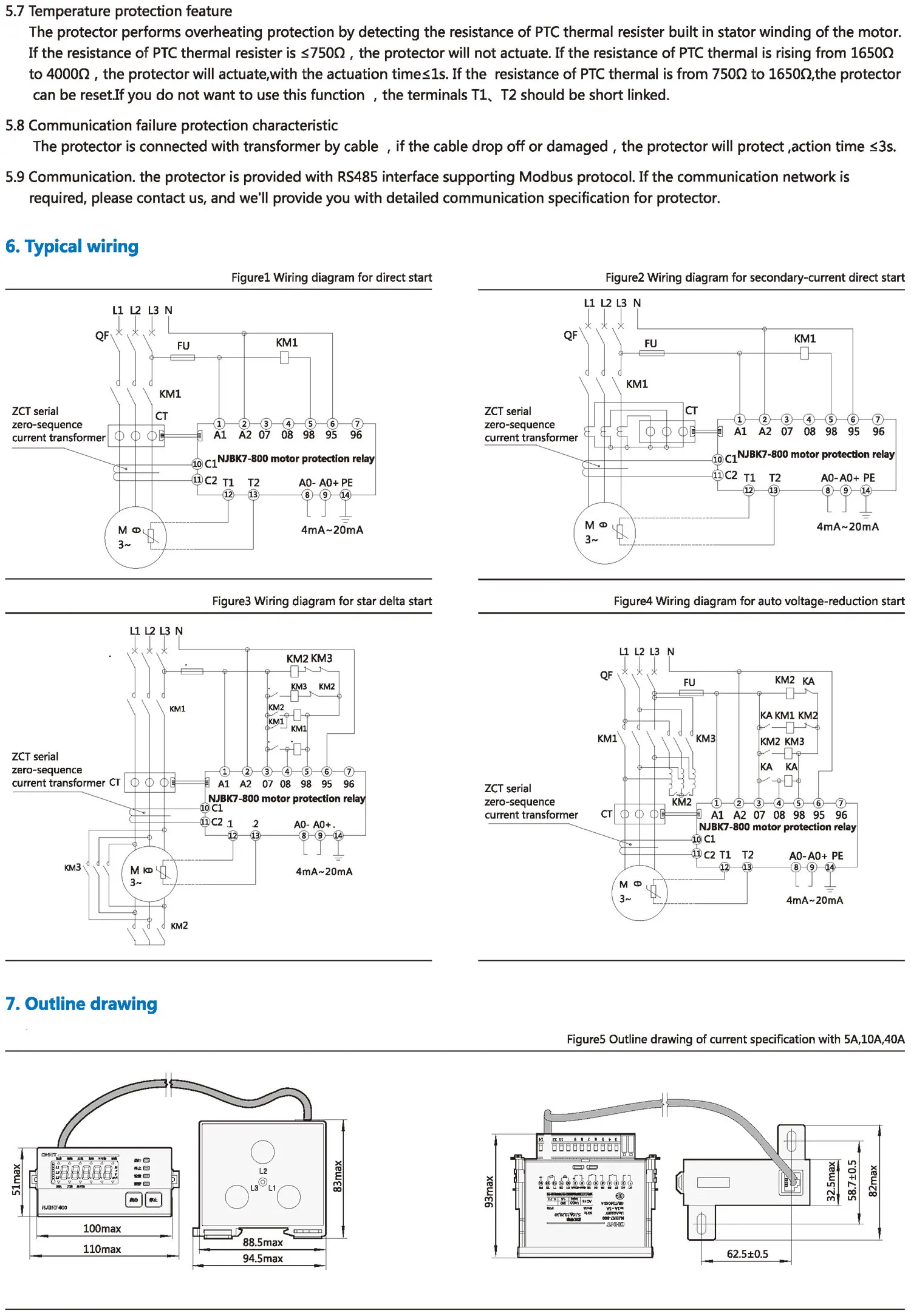 Chint original NJBK7-800 NJBK7-800M NJBK7-800T NJBK7-800MT Overload Locked rotor Phase failure Imbalance Motor Protection Relay