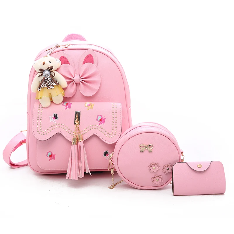 

2020 Fashion Backpack Women PU Leather Bag Water Proof backpack back pack Set 3 Pcs in 1 For Girls