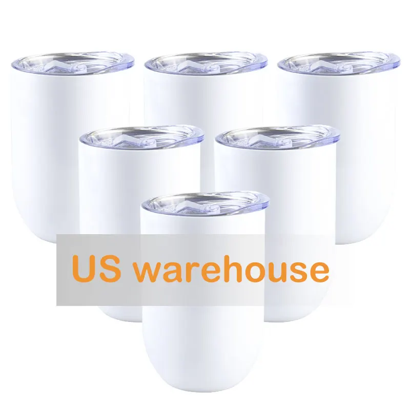 

USA warehouse 12 oz wholesale double walled vacuum insulated stainless steel cup sublimation blank stemless wine tumbler, Customized color