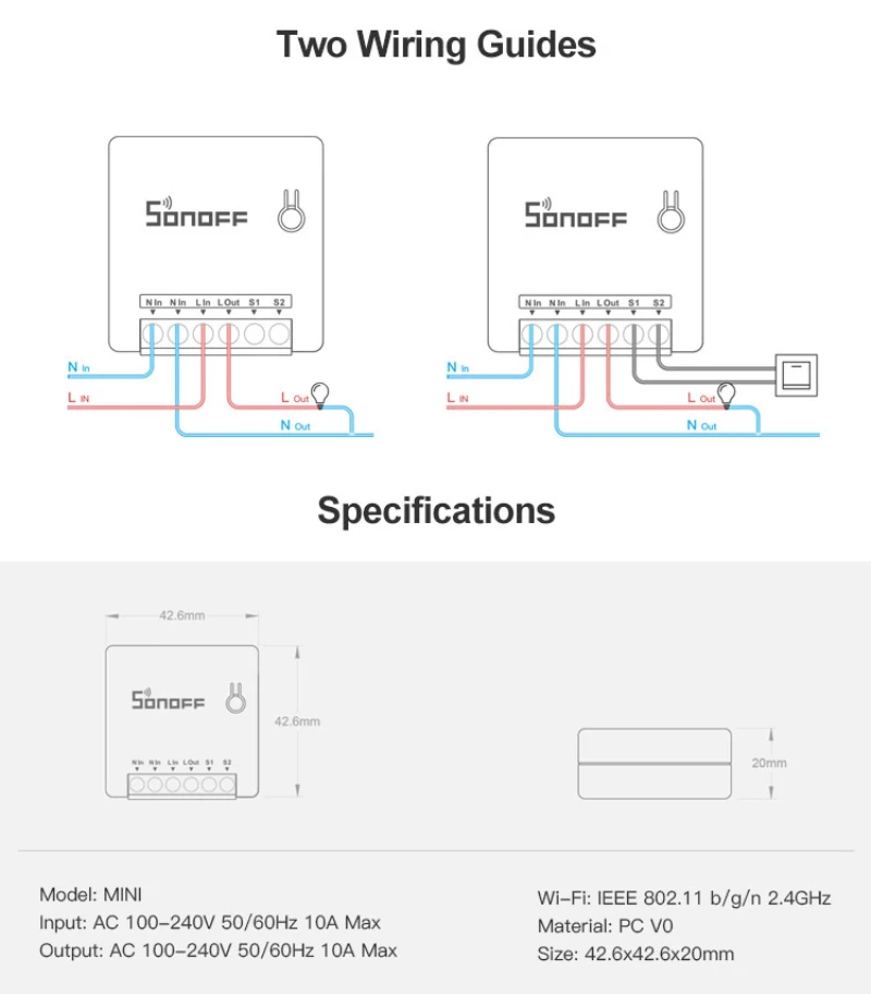 Как подключить мини смарт выключатель Diy Wifi Smart Switch 2 Way Timer Light Voice Automation Switch Remote Control I