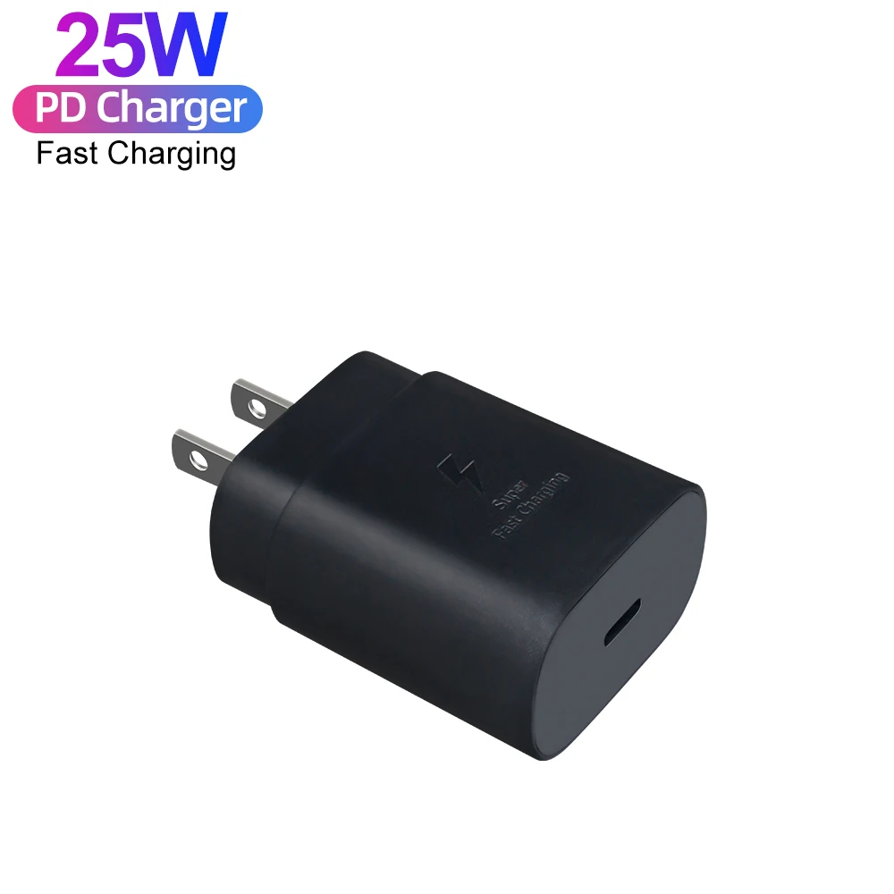

Wholesale Original Super Fast 25W PD USB Charger + 1M C to C Cable Travel Portable Charger For Samsung Fast Charging Charger, Black/white