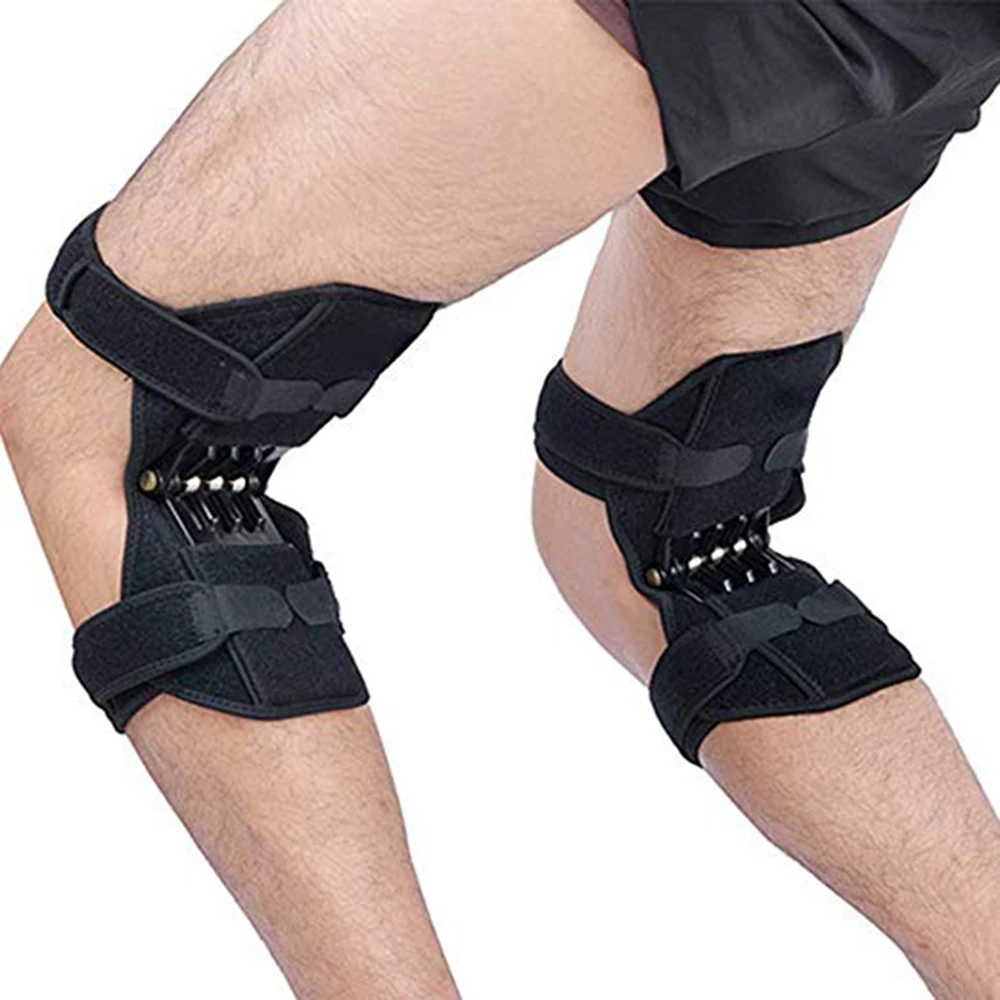 

Power Lifts Spring Force Knee Joint Support Pads Knee Patella Strap Knee Booster, Black