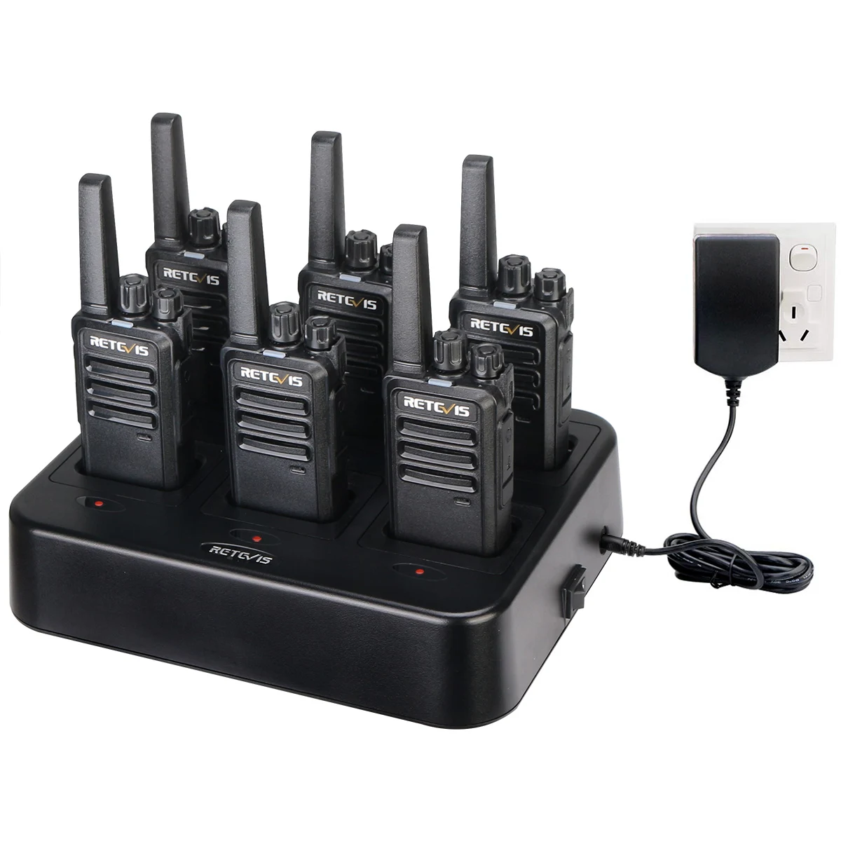 

6Pack Retevis RT68 walkie talkie with muti rapid charger 2W FRS 16CH handheld two way radio set with GANG dock charger