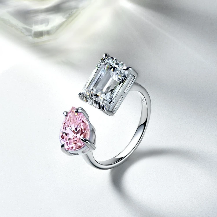 

Manufactory Direct Ring Gemstone 925 Silver Engagement High Carbon Drill Rings
