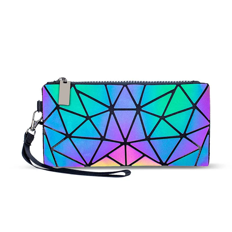 

wholesale supplier Geometric Luminous small wallet fashion luxury girls purse Holographic Wallet Phone Purse for ladies women