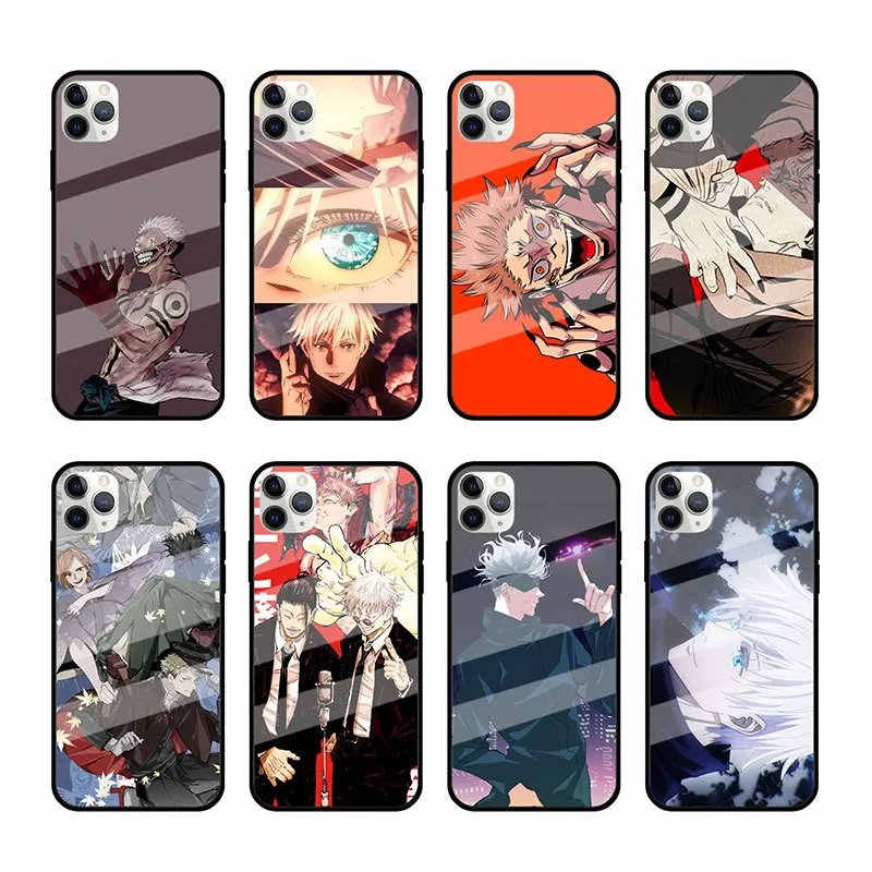 

High Quality Custom Tpu soft Tempered glass phone bags DIY Jujutsu kaisen Japanese Anime phone cases for iphone 11 12 pro max