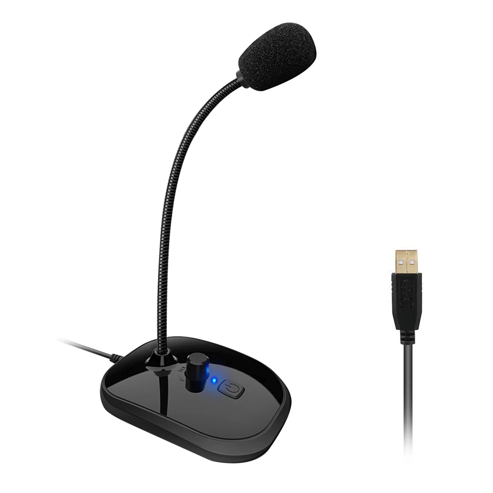 

XIAOKOA USB Desktop Microphone with Headphone Monitoring Jack Volume Control and Mute Button