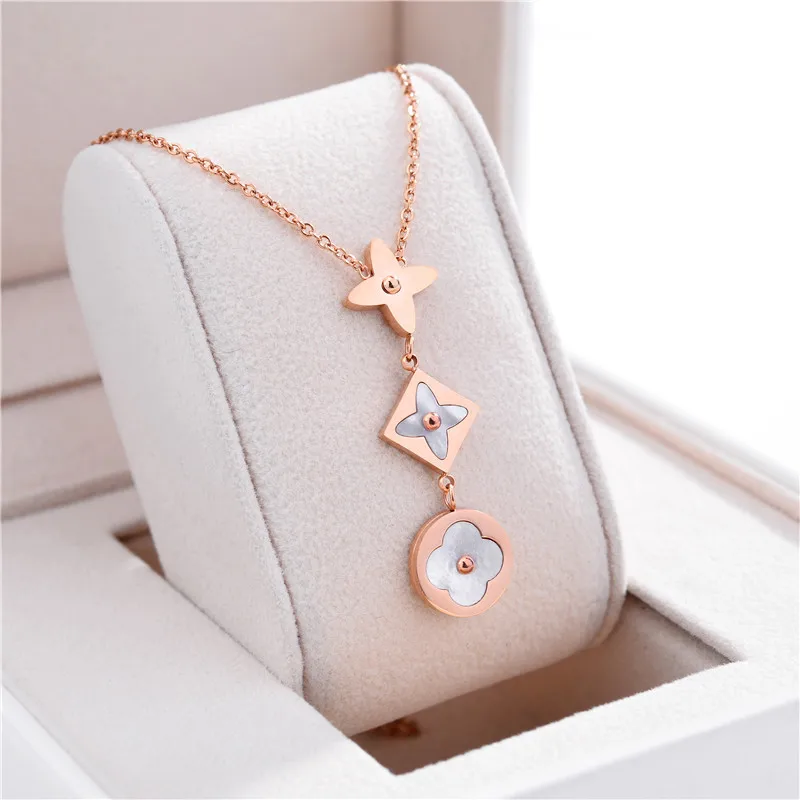 

Fashion Design 2 Tone Long Pendant Necklace Charming Creative Women Banquet Jewelry Korean