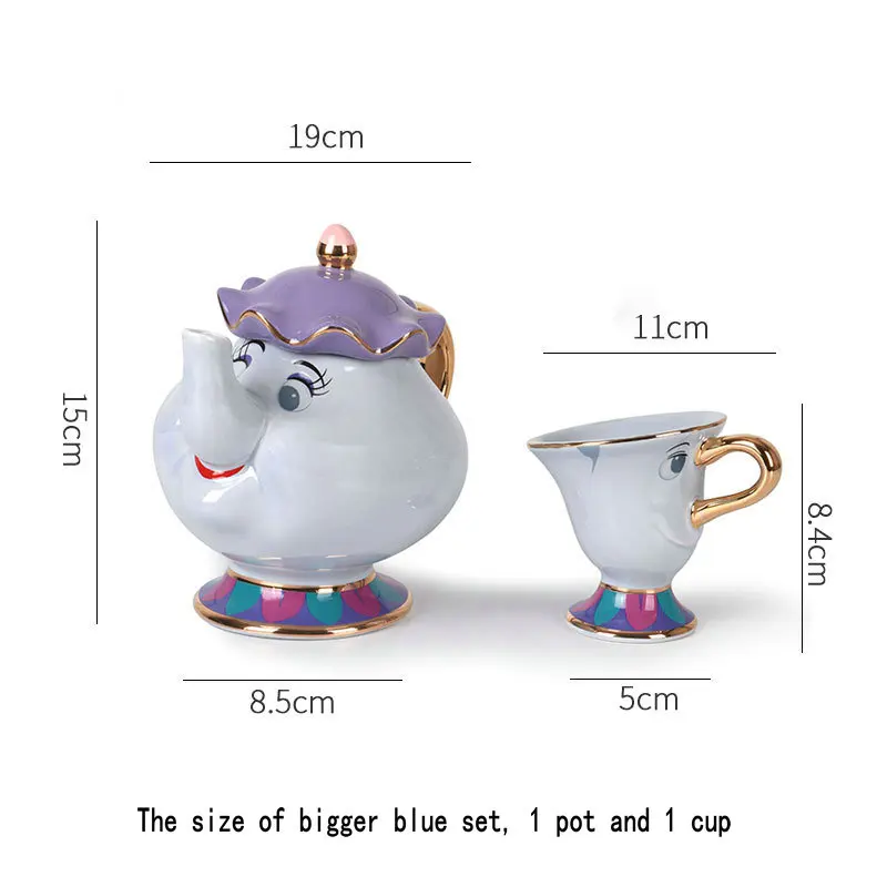 

Cartoon Beauty And The Beast Teapot Mug Mrs Potts Chip Tea Pot Cup Set Porcelain Gift Painted Enamel bigger teapot