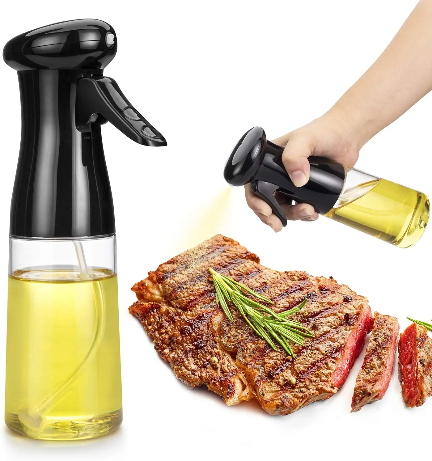 

Oil Spray for Cooking BBQ Cooking Spray Bottle for Cooking Baking Roasting Grilling BBQ Salad Frying, Black and white