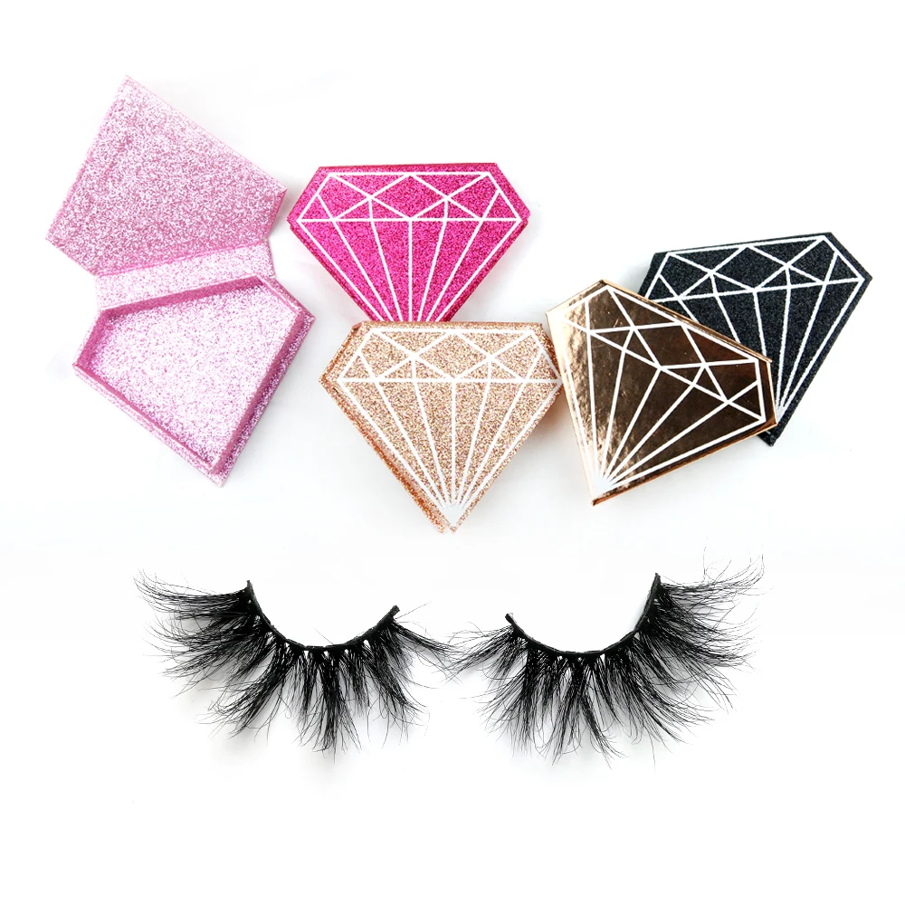 

Wholesale 5D Mink Lahes Private Label Natural Soft Band Eyelashes Diamond Box Custom Your Own Brand Free Sample