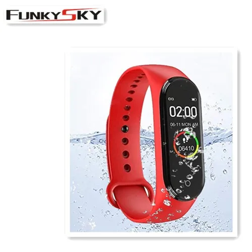 

smartwatch m4 Fitness Tracker Bluetooth Bracelet IP67 waterproof, Black blue red