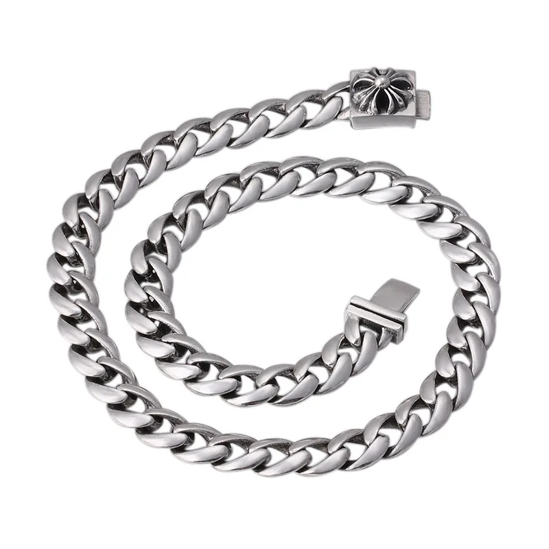 

Luxury Punk S925 Sterling Silver 19MM Link Chain Necklace Thick Cuban Chain 925 Sterling Silver Necklace For Party