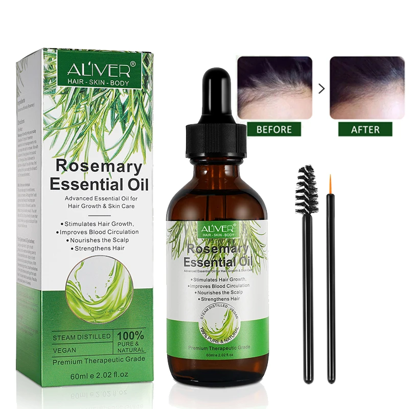 

ALIVER 60ml Natural Herbal Rosemary Essential Oil Nourishing Hair Growth Private Label Pure Rosemary Oil For Hair Growth