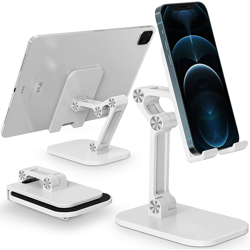 

Adjustable Angle Height Phone Stand for Desk, Foldable Aluminum Desktop Phone Holder, Tablet Stand Compatible for iPhone/Tablet