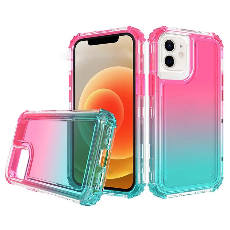 

Stylish gradient design clear cover, heavy duty shockproof bumper case for iphone