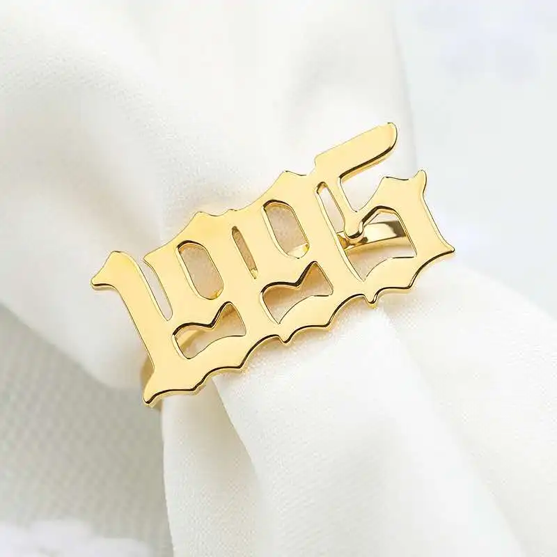 

Custom Birthday Years Numbers Design Stainless Steel Personalized Rings 6 7 8
