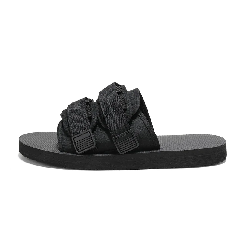 

Summer belt slide sandal half stylish black slipper man top brand strap buckle