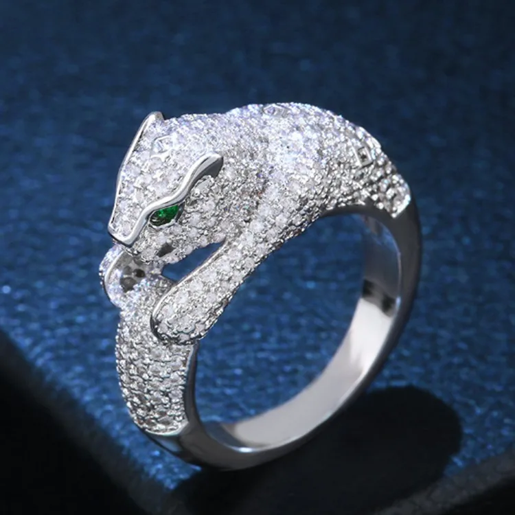 

High quality jewelry cz micro pave animal rings om design pave diamond gold rings