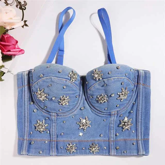 

Low-cut Sling, High-waist, Navel Shaping Tube Top, Korean Style Denim Beauty Back Bottoming Shirt Women, Picture color