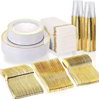 

Wholesale Disposable Gold Plastic Plates Gold Plastic Plate 25pack Plastic Dinnerware Sets