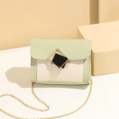 

summer new personalized square lock fashion purse bags one-shoulder color contrast small square bags for women