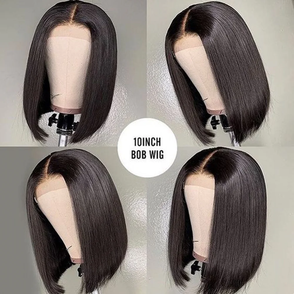 

Kbeth 13x6 and 13*4 150% Density Short Lace Front Human Hair Wigs Brazilian Straight Bob Wig Pre Plucked Hairline With Baby Hair