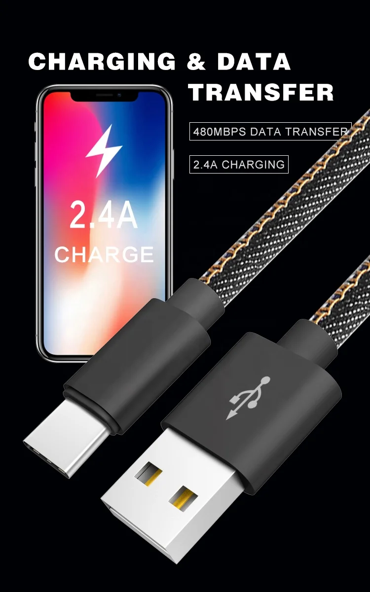 
2019 6 FT 2M Black USB Cable for Iphone Charger Cable Long 