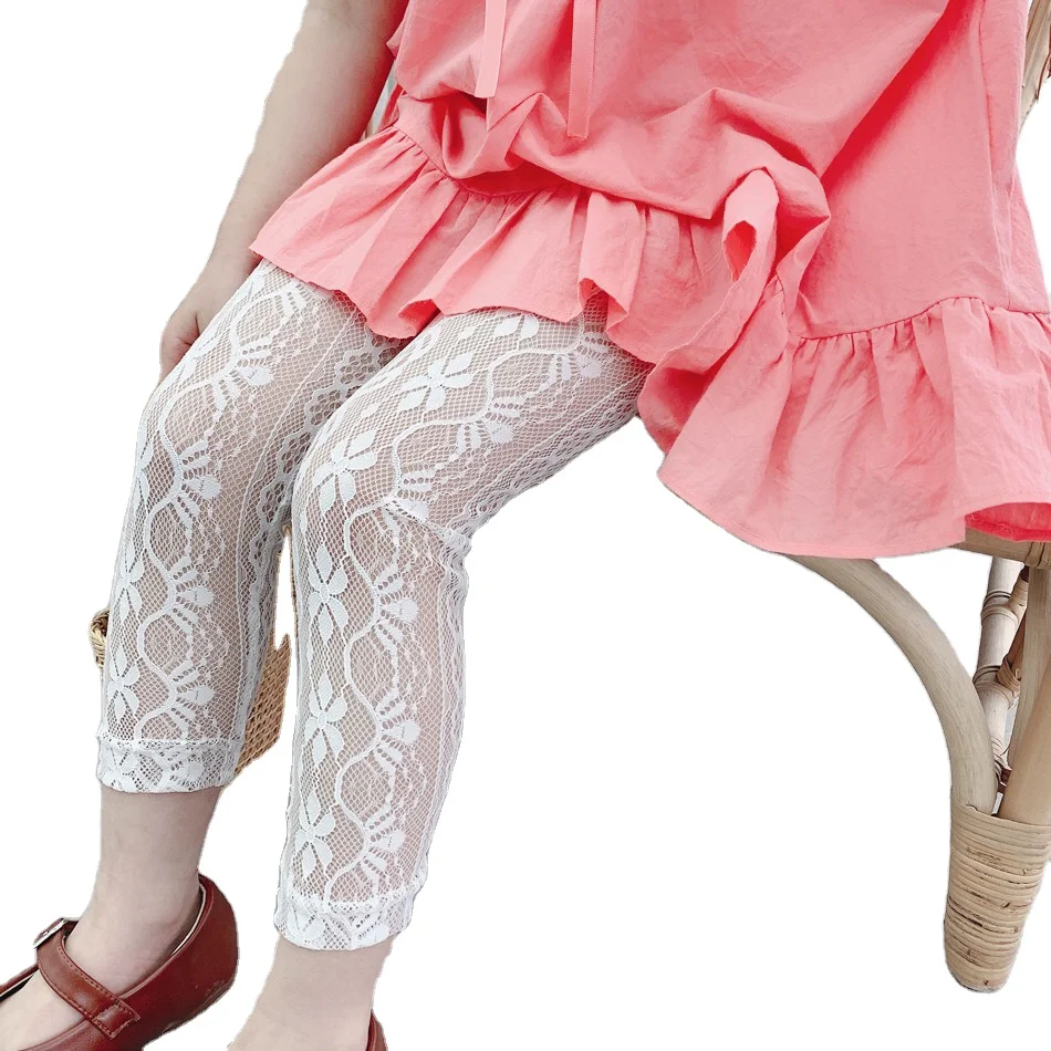 

Baby Korean version of sweet lace children summer soft ultra thin leggings mosquito repellent girls pants for wholesale, As pic shows, we can according to your request also