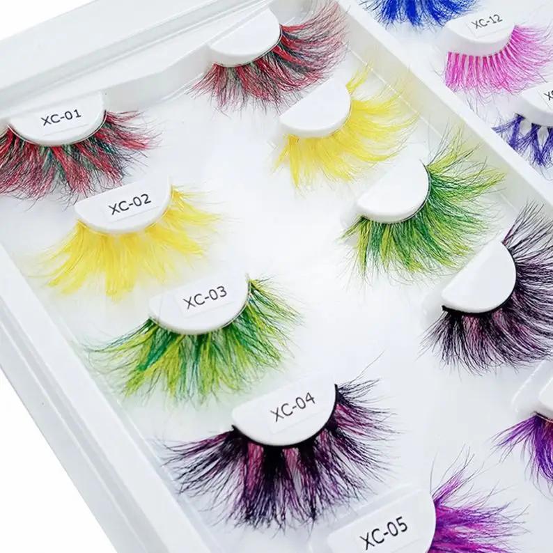

Wholesale 3D Faux Colorful Mink Eyelashes 25Mm Mink Color Eye Lashes, Colorful color