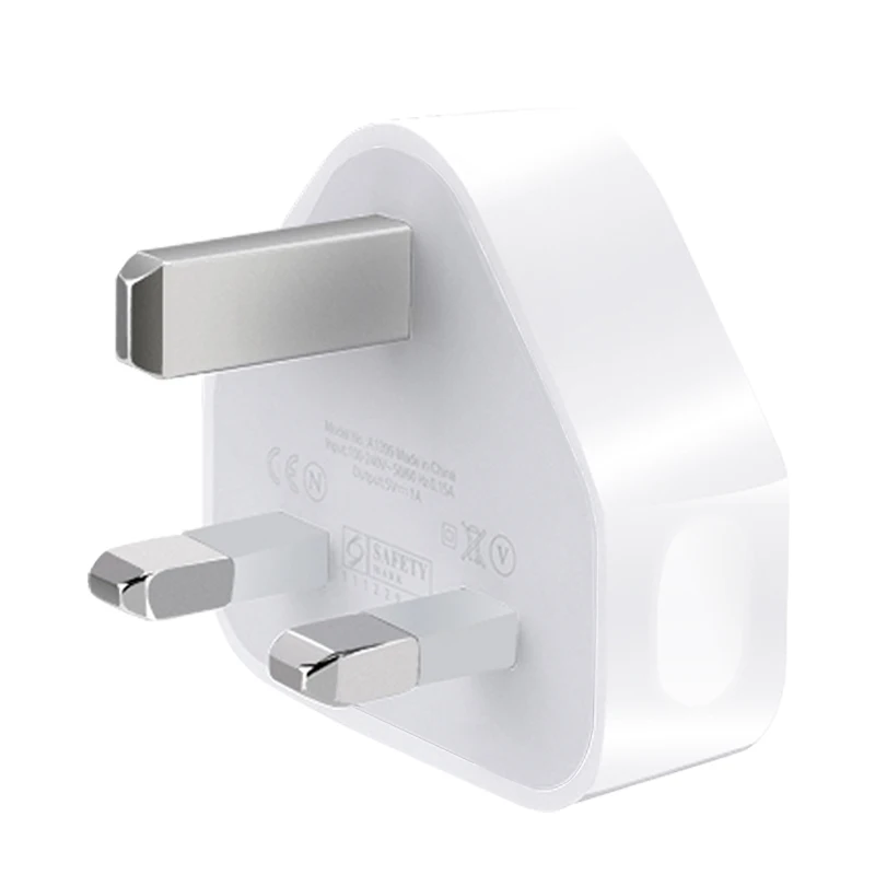 

genuine 3 pin UK plug wall charger for iphone cellphone power adapter usb fast charging travel charger for apple, White