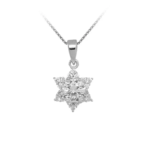 

Wholesale Real Silver Jewelry Pendant Charm with Clear CZ Stones Star Shape