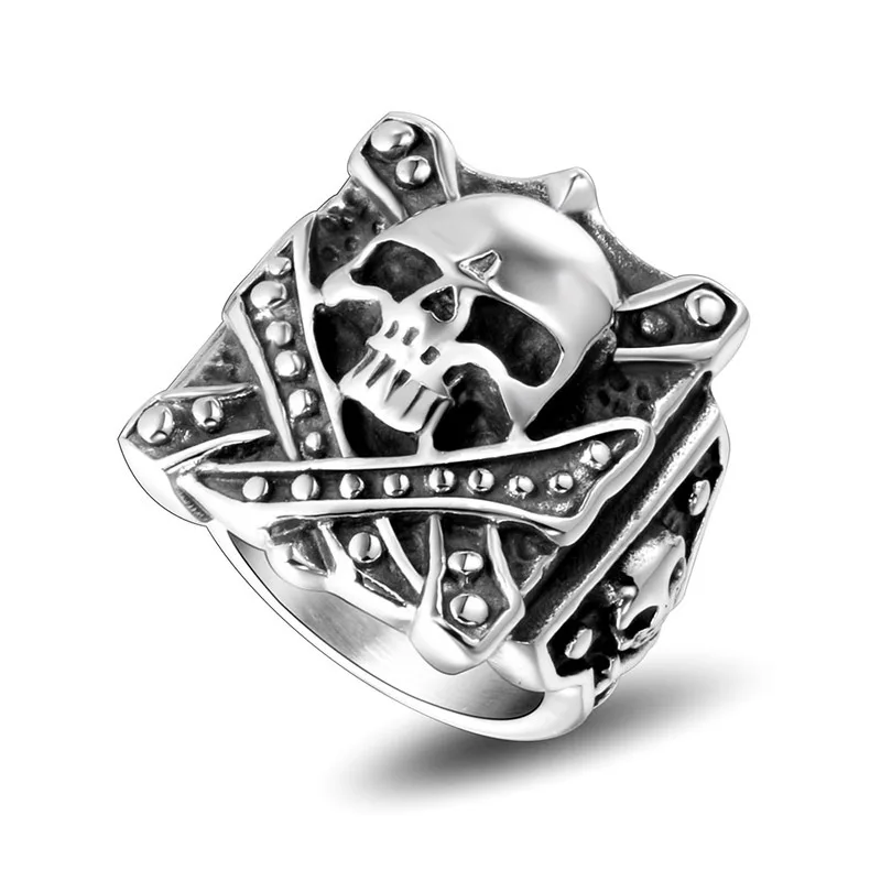 

2021 Sailing Jewelry Stainless Steel Skull Ring Dad Father Gifts Ring Square Skull Mens Ring