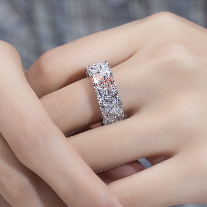 

Messi Jewelry MSR-972 14K Gold Romantic Heart Cut Wedding Lab Diamond Ring