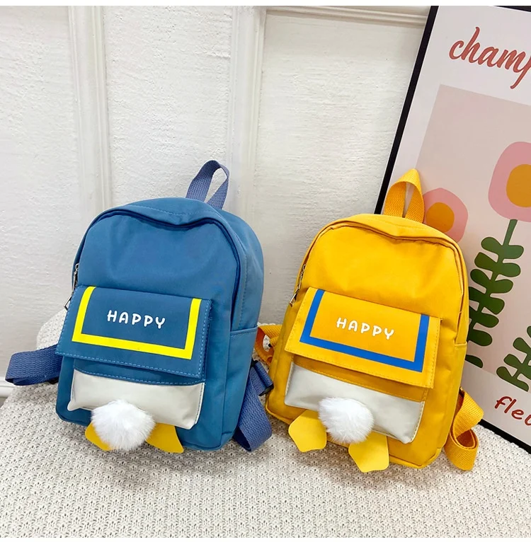 

New Kids Backpack Western Style Cartoon Hit Color Sports Backpacks Tide Stitching Nylon Backpack, Yellow, blue, black, pink