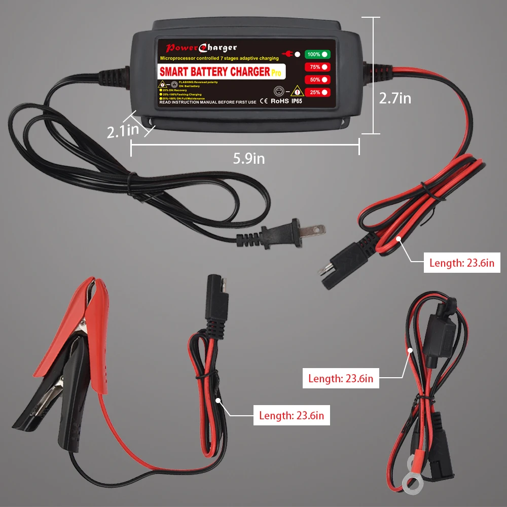 12V 5A Automatic AGM WET Lead Acid Battery Charger deeep cycle