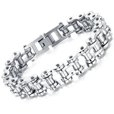 

New Fashion Design Punk Titanium Steel Bracelet Bangle Motorcycle Biker Bicycle Chain Bangle Bracelet Men