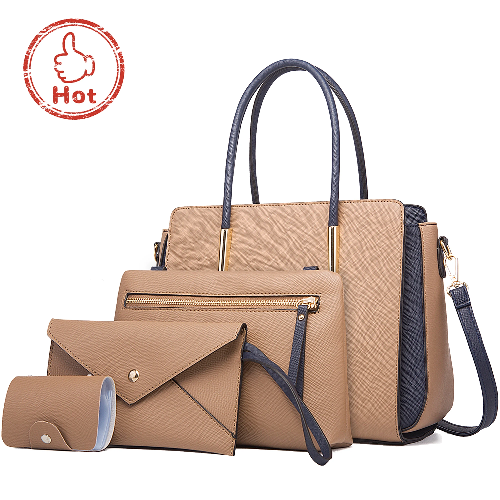 

Factory Wholesale New Design 4pcs Set Women Hand Bags Mini Square Handbags