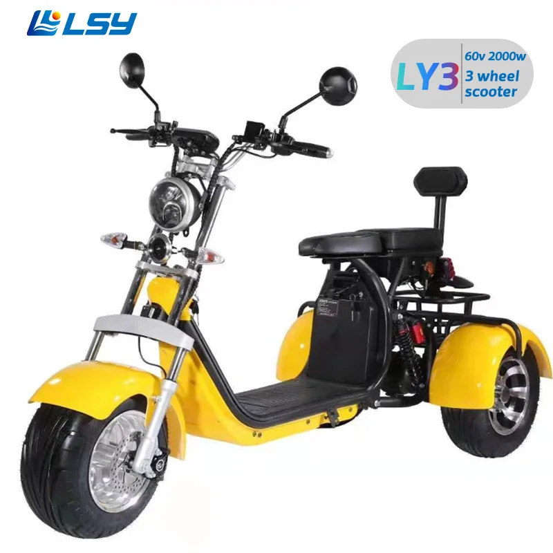 

60V 12A 2000w 3 wheels motorcycle LSY Manufactory Wholesale LY3 scooter Adult tricycle electric scooters