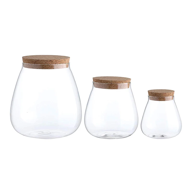 

Custom Different Size Glass Storage Jar with Sealed cork Lid - Portable Clear Food Storage Jar, Transparent
